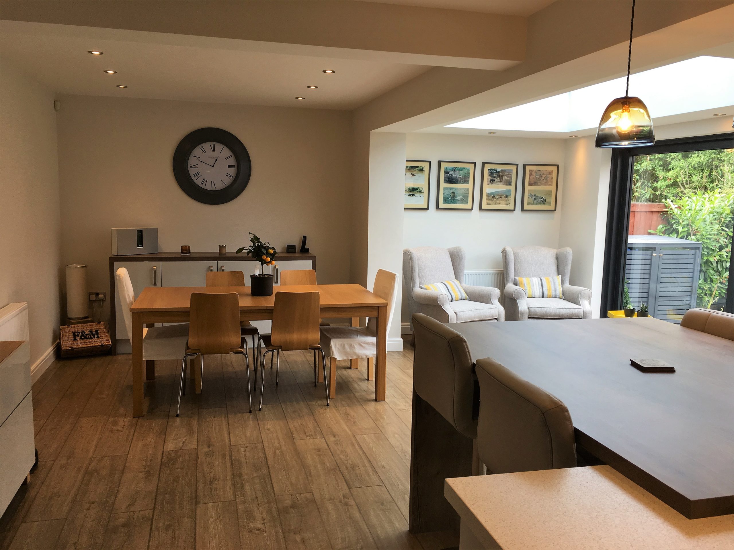 dining and living area of single storey extension