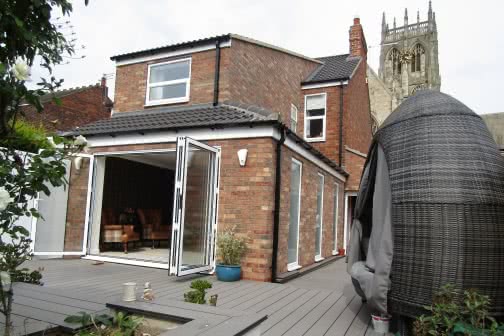 Outside of a double storey house extension in Leeds