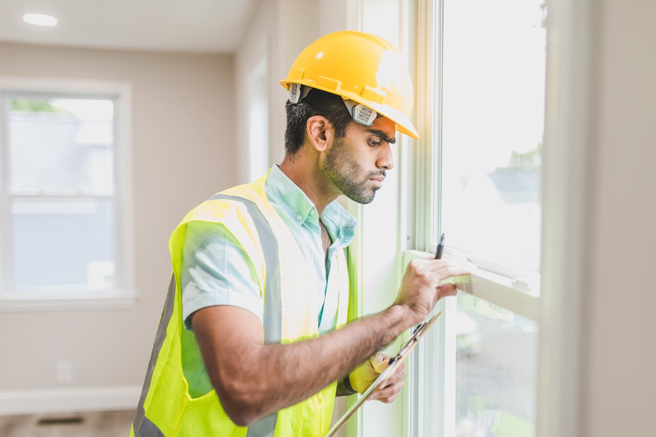 Building inspector checking site